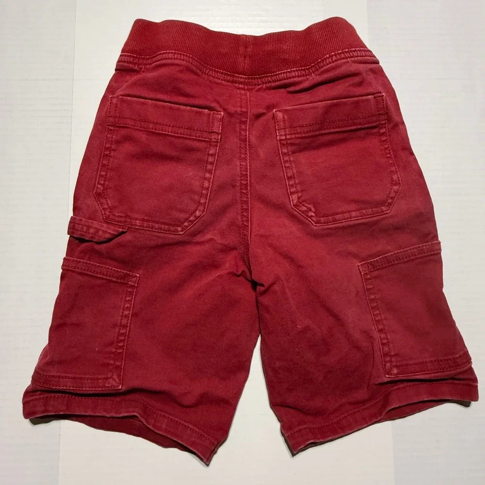 Hanna Andersson Boys Red Carpenter Shorts Canvas Elastic Waist Size 120 US 6-7